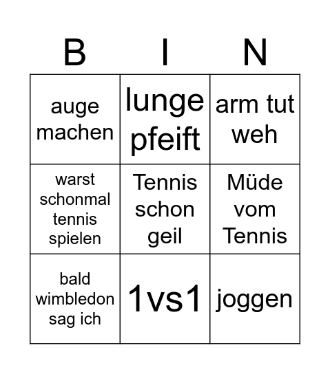 Leon war Tennis spielen Bingo Card