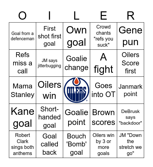 OILERS  2025 BINGO Card