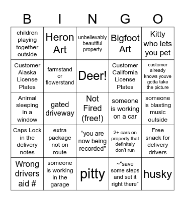 Emma’s Unofficial Sunday Bingo Card