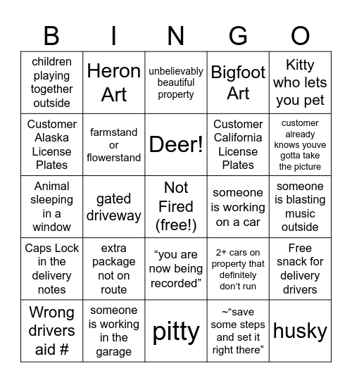 Emma’s Unofficial Sunday Bingo Card