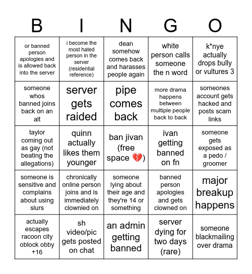 🔥🔥 Bingo Card