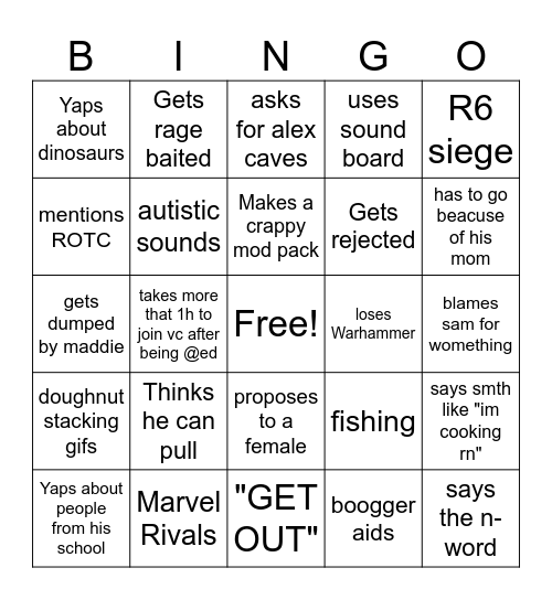 BRANDON Bingo Card