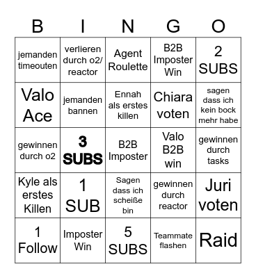 Amongs Us/ Valo Bingo Card