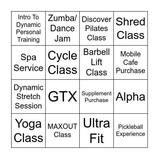 Lifetime Non-Family Bingo Card
