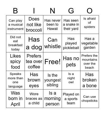 FIND SOMEONE WHO Bingo Card
