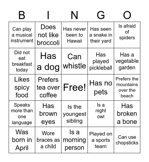 FIND SOMEONE WHO Bingo Card