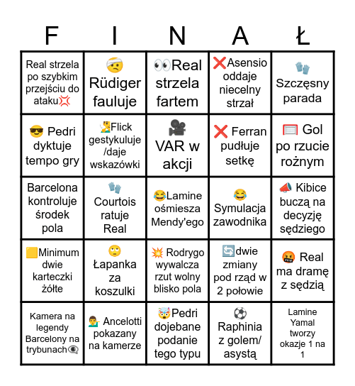 🏆👑 FC BARCELONAVS REAL MADRYT 🏆👑 Bingo Card