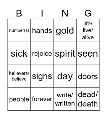 Divine Mercy Sunday year C Bingo Card