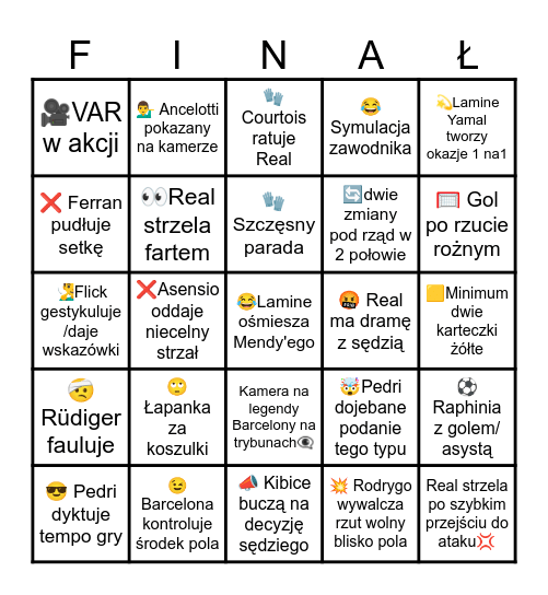🏆👑 FC BARCELONA VS REALMADRYT 🏆👑 Bingo Card