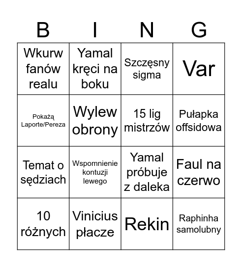 Puchar Króla Bingo Card