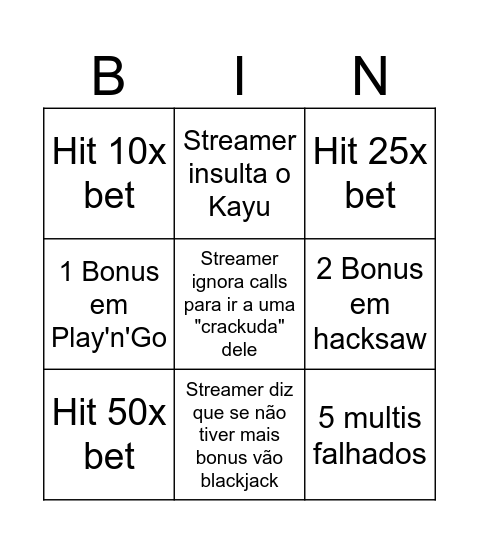 Raw Cash Bingo Card