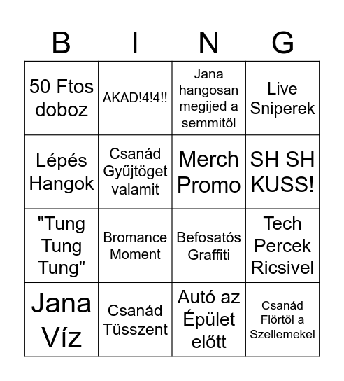 Para live Bingo Card