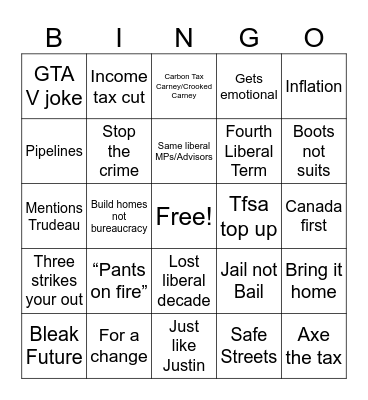 Pierre Bingo Card
