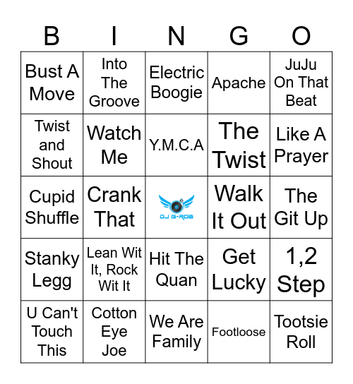 Dancing Songs Bingo Card