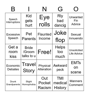Wedding Bingo Card