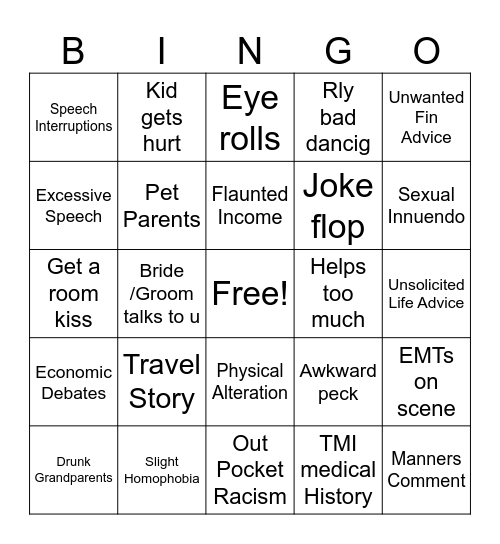 Wedding Bingo Card