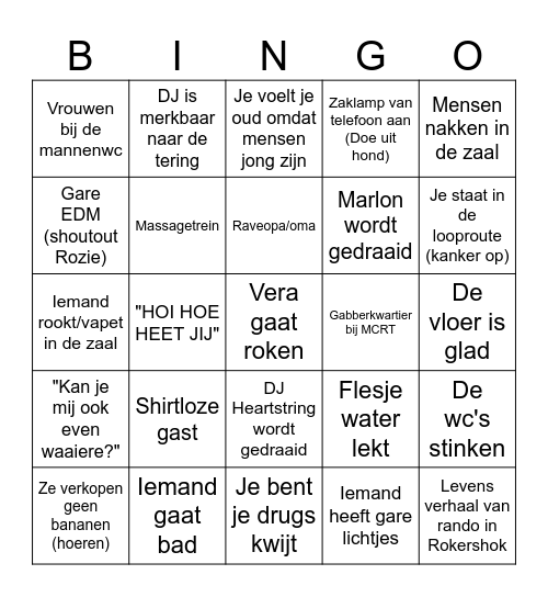 Subcultuur Bingo Card