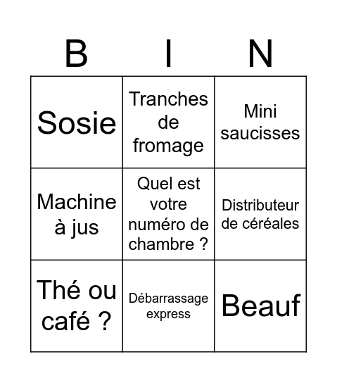 Petit dej dans un 5 étoiles Bingo Card