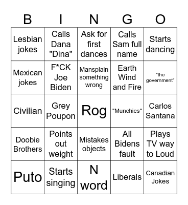 Forbidden Bingo Card