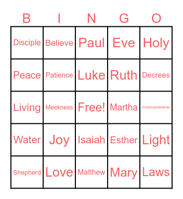 Bible Bingo Card