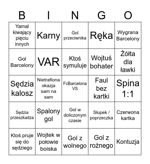 FcBarcelona Bingo Card