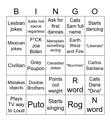Forbidden Bingo Card