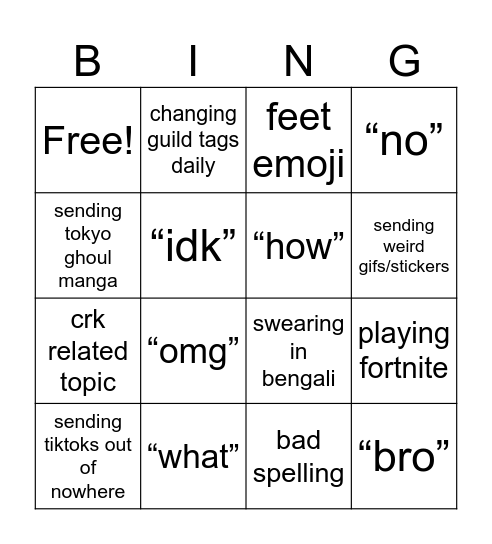 BINGO Card