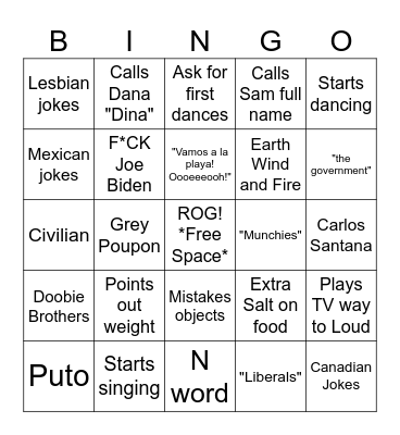 Forbidden Bingo Card