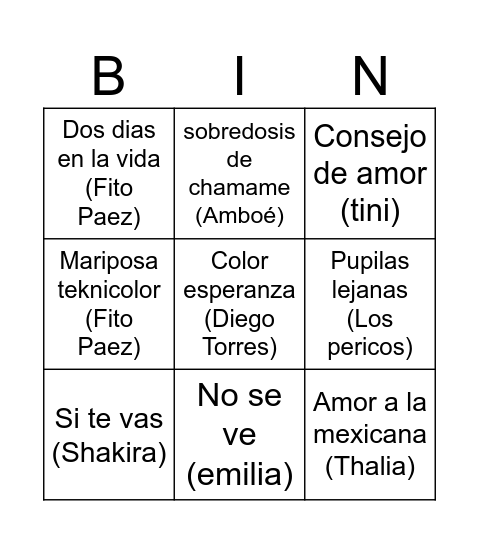 Untitled Bingo Card
