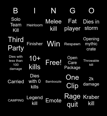 Apex legend Bingo Card