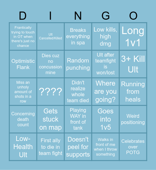 Mark Overwatch Dingo Bingo Card