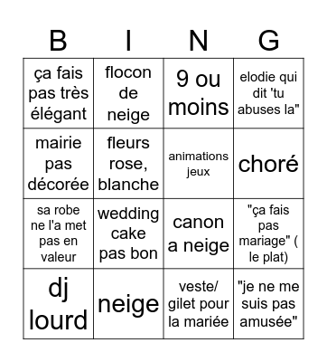 Léa d'amour Bingo Card
