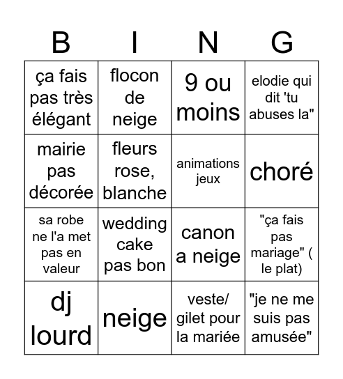 Léa d'amour Bingo Card