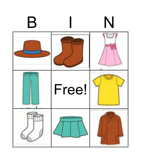 Clothes Bingo Card