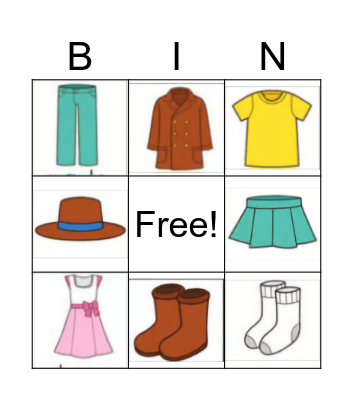 Clothes Bingo Card
