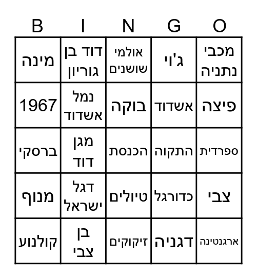 יומולדת 80 לצבי - יום העצמאות Bingo Card