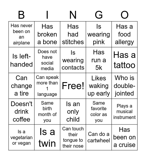 Recruitment Bingo Card