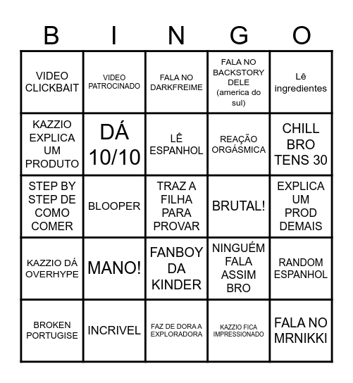 KAZZIO Bingo Card