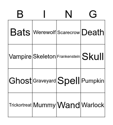 Halloween Bingo Card
