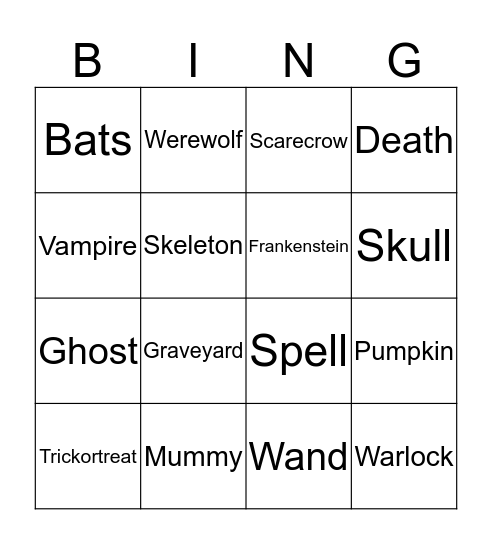 Halloween Bingo Card
