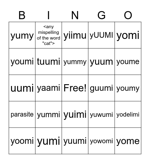 Spelling Kaboomy! Bingo Card