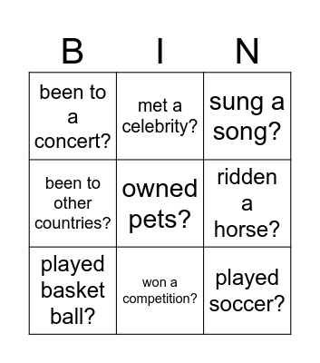 Have you ever... Bingo Card