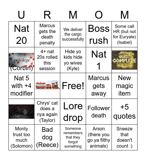 Mundus Bingo Card