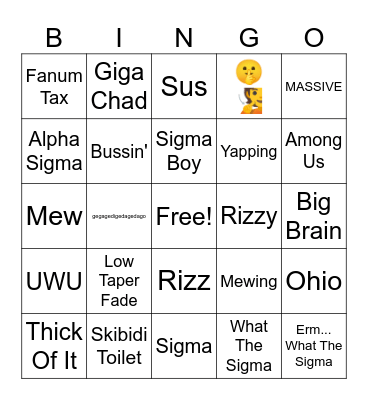 Brainrot Bingo Card
