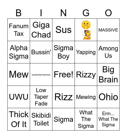 Brainrot Bingo Card