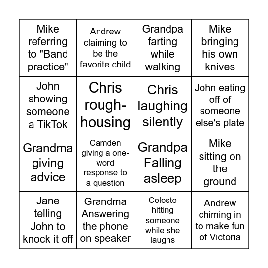 Microsoft Word  Bingo Card
