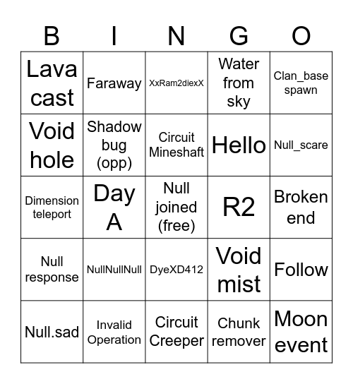TBS bingo Card