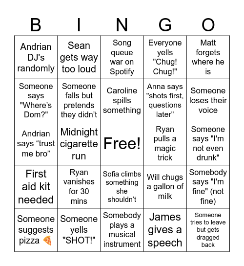 14 Ayres 4-26-25 Bingo Card