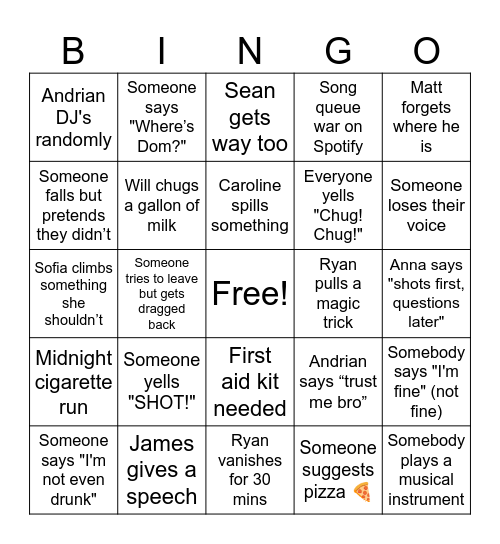 14 Ayres 4-26-25 Bingo Card