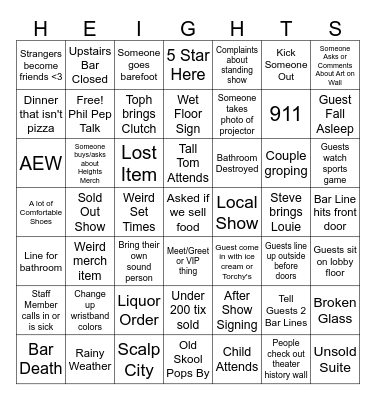 HEIGHTS THEATER BINGO Card